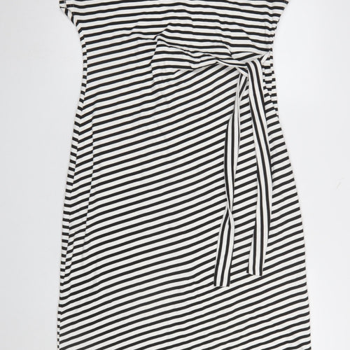 Dunnes Women’s Black White Striped Cotton T-Shirt Dress Size 12