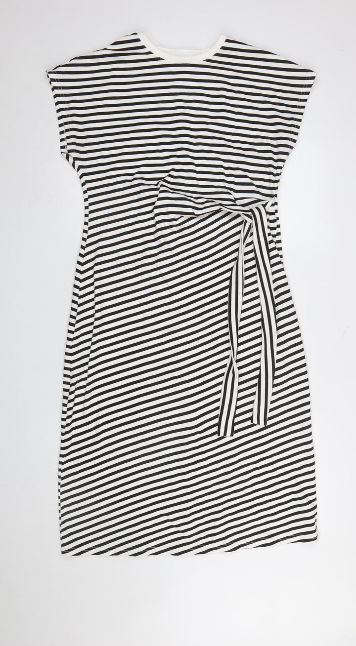 Dunnes Women’s Black White Striped Cotton T-Shirt Dress Size 12