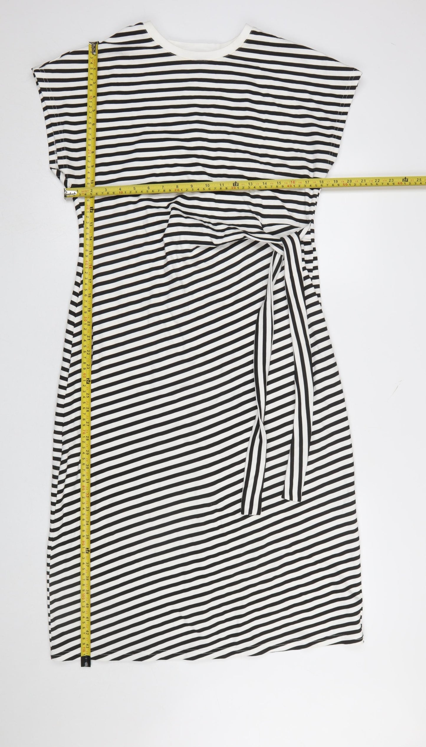 Dunnes Women’s Black White Striped Cotton T-Shirt Dress Size 12