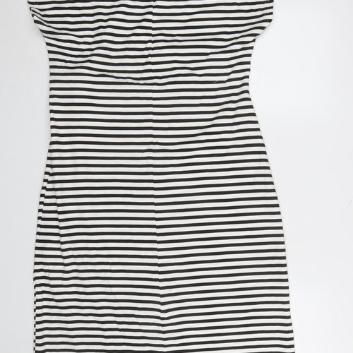 Dunnes Women’s Black White Striped Cotton T-Shirt Dress Size 12