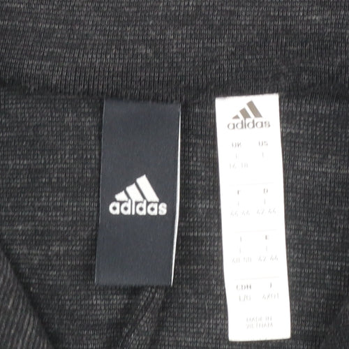 Adidas Women Black Zip Sweatshirt Size L Cotton Blend Sportswear