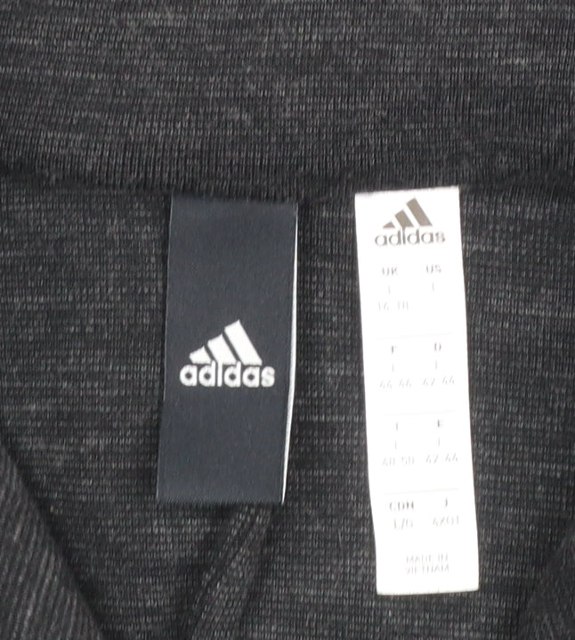 Adidas Women Black Zip Sweatshirt Size L Cotton Blend Sportswear