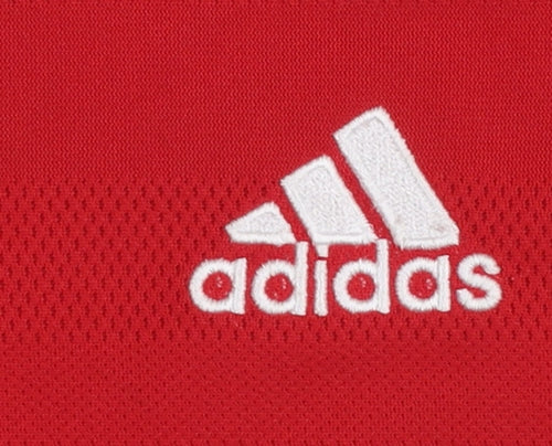 adidas Boys Red Manchester United Football Jersey 9-10 Years Climalite T-Shirt