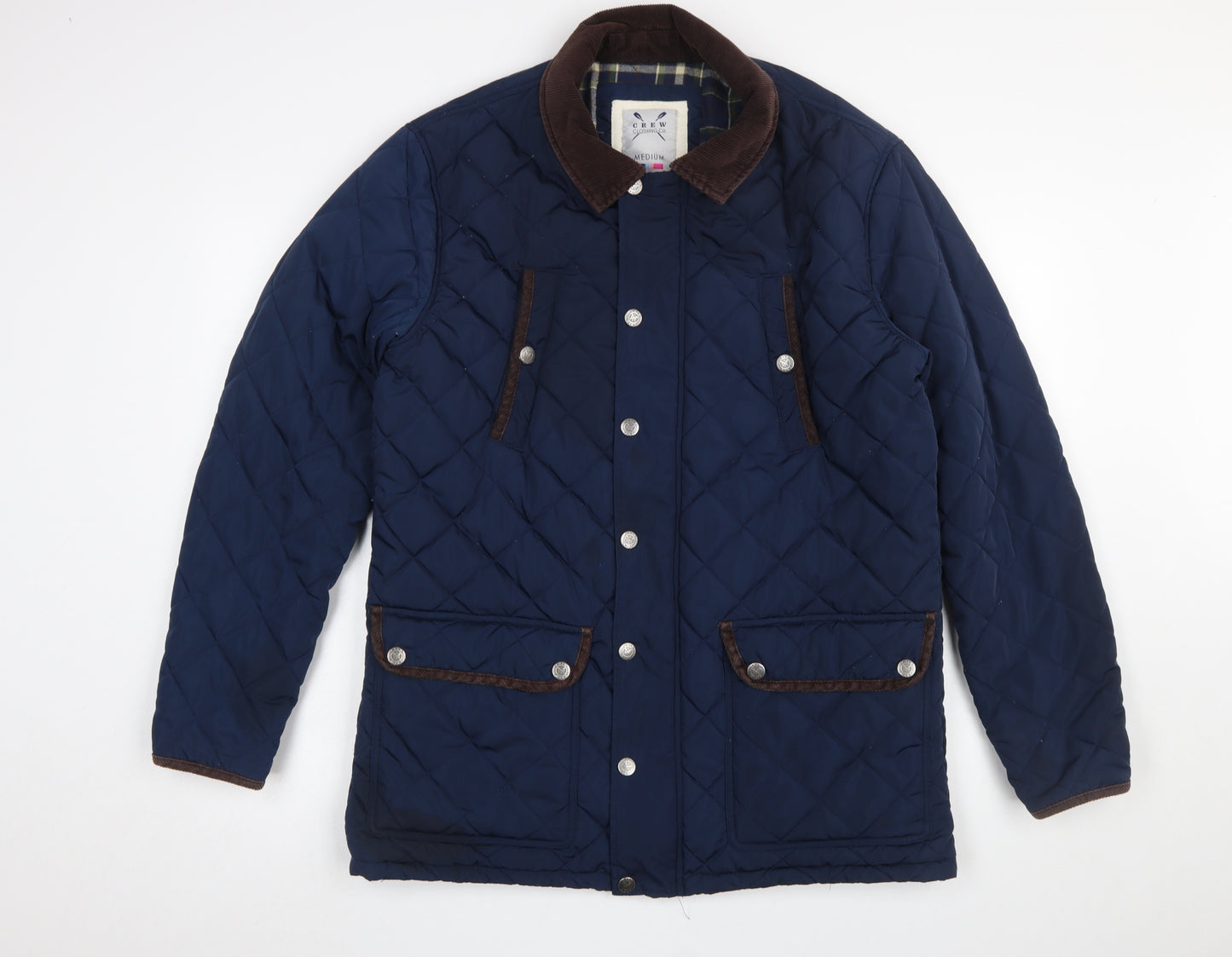 Crew Clothing Co. Men's Blue Quilted Jacket Medium Regular Fit Outdoor Coat