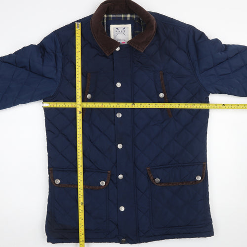 Crew Clothing Co. Men's Blue Quilted Jacket Medium Regular Fit Outdoor Coat