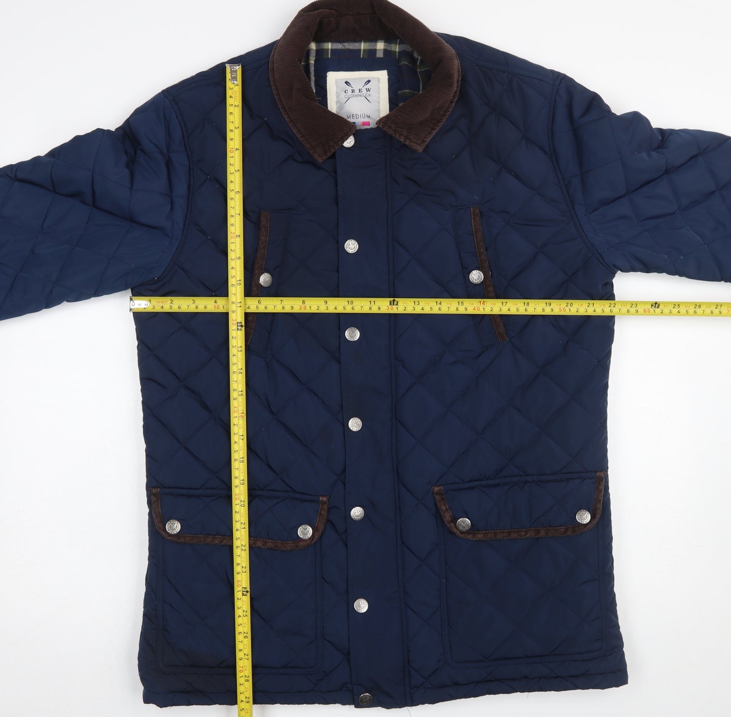 Crew Clothing Co. Men's Blue Quilted Jacket Medium Regular Fit Outdoor Coat