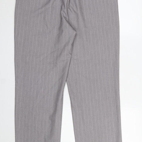 ONLY Women’s Grey Pinstripe Tailored Drawstring Trousers L 32