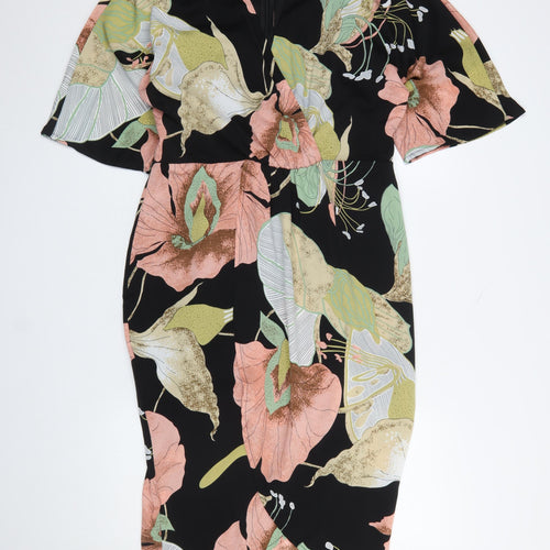 Girl In Mind Women's Multicoloured Floral Bodycon Dress UK 12 Knee Length