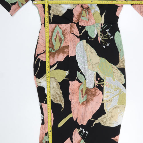 Girl In Mind Women's Multicoloured Floral Bodycon Dress UK 12 Knee Length