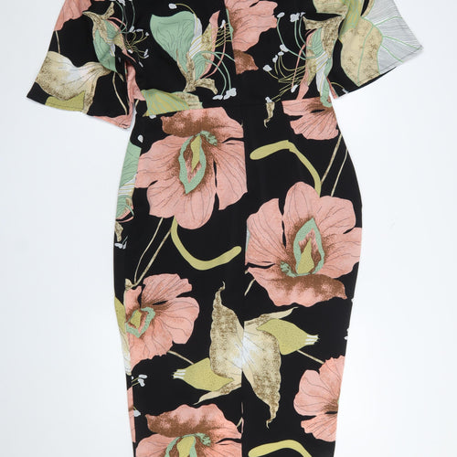 Girl In Mind Women's Multicoloured Floral Bodycon Dress UK 12 Knee Length