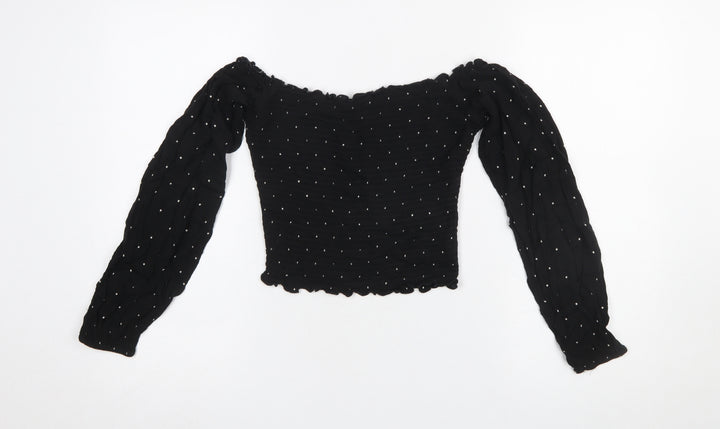 Hollister Women's Black Off Shoulder Cropped Blouse Size S