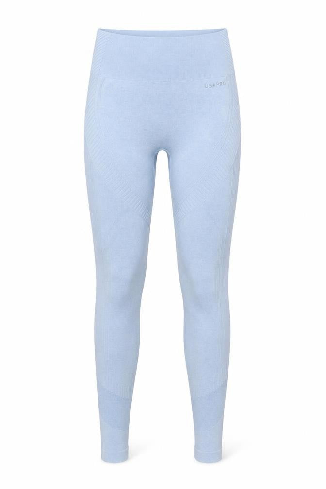 USA Pro Women Blue Seamless Gym Yoga Leggings UK 6 XS
