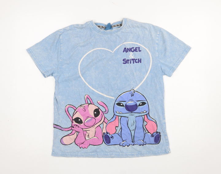 Primark Girls Blue Angel & Stitch Graphic T-Shirt 12-13 Years