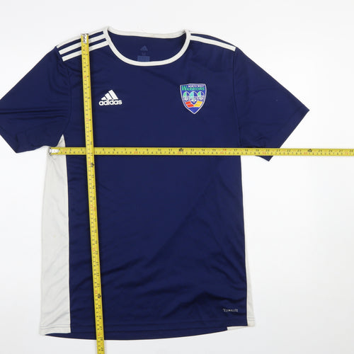 adidas Men's Blue Climalite Football T-Shirt M Regular Fit