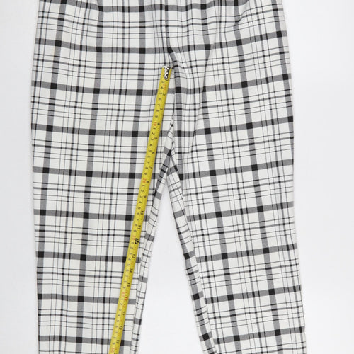 Stradivarius Women’s Black White Check Cropped Trousers Size M