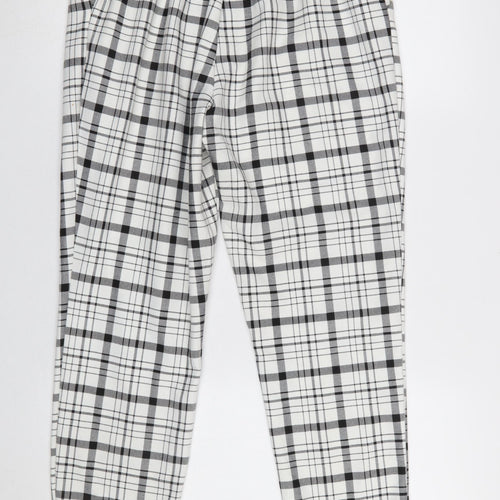 Stradivarius Women’s Black White Check Cropped Trousers Size M