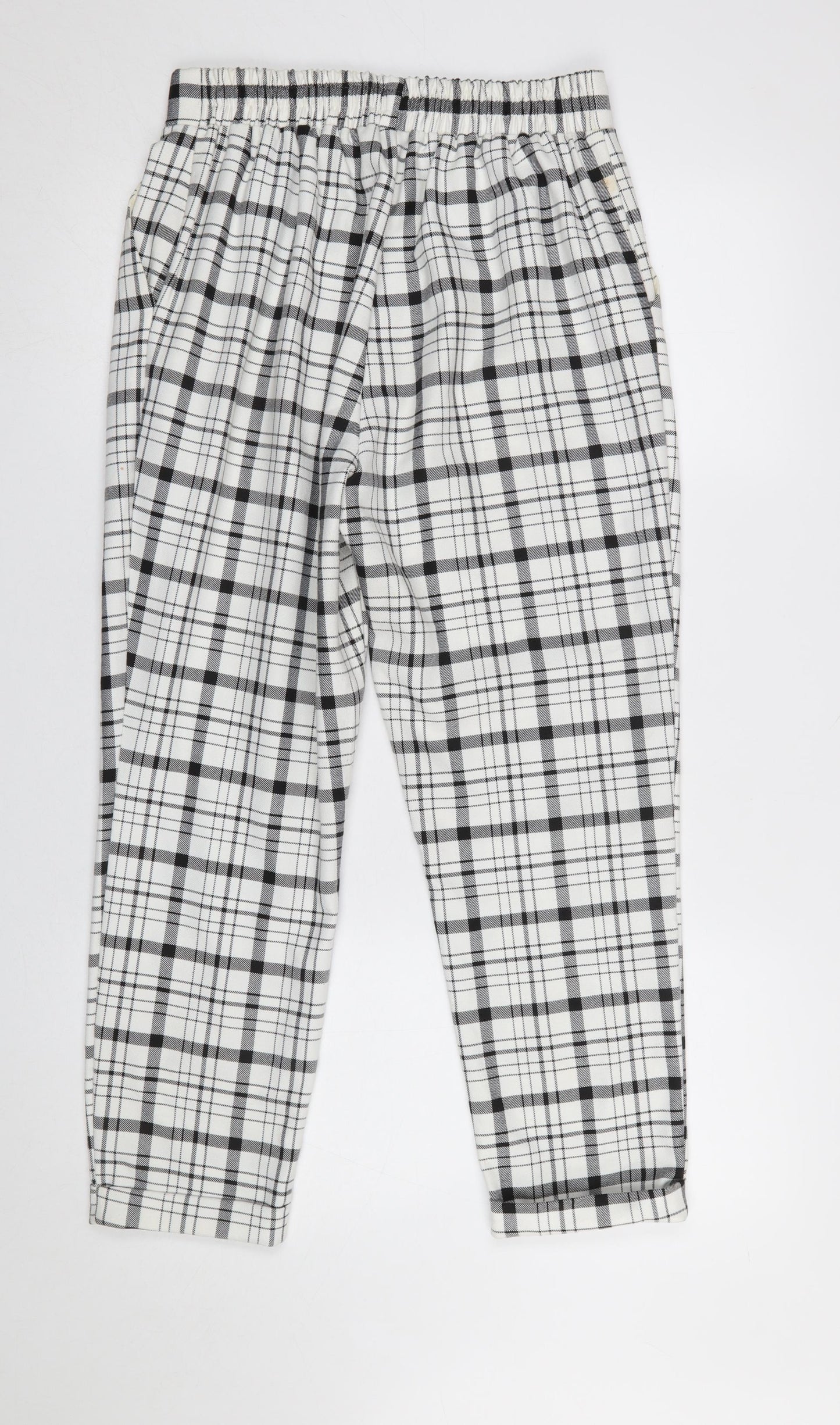 Stradivarius Women’s Black White Check Cropped Trousers Size M