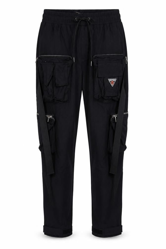Front view of Life Code Progressive Women's Black Cargo Nylon Jogger Trousers, size S