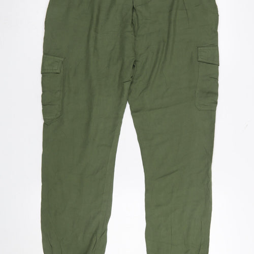 Hailys Women's Khaki Green Cargo Trousers XL Viscose Elastic Waist