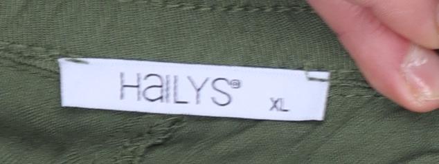Hailys Women's Khaki Green Cargo Trousers XL Viscose Elastic Waist