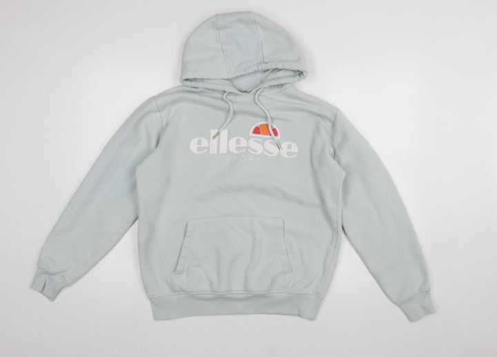 Ellesse Women’s Light Blue Pullover Hoodie UK 12 Cotton Blend Logo Sport