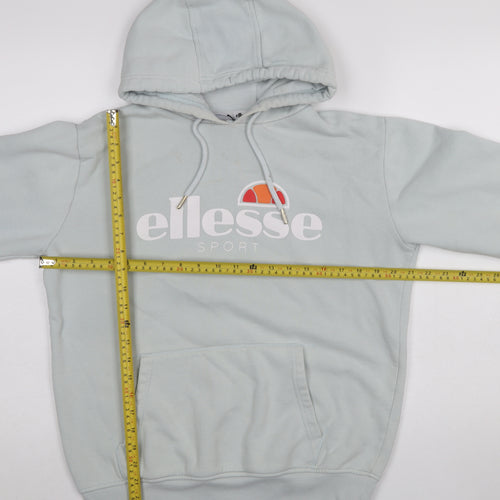 Ellesse Women’s Light Blue Pullover Hoodie UK 12 Cotton Blend Logo Sport