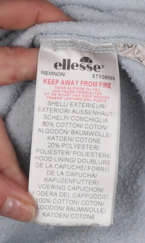 Ellesse Women’s Light Blue Pullover Hoodie UK 12 Cotton Blend Logo Sport