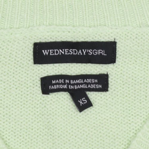 Wednesday's Girl Women's Green V-Neck Button Cardigan XS