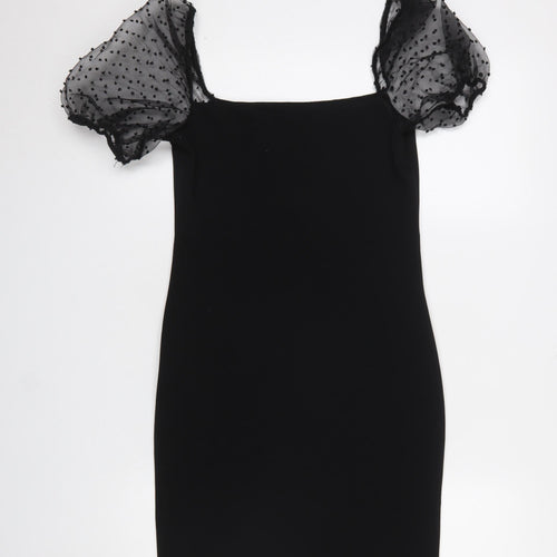 New Look Women’s Black Size 12 Bodycon Puff Sleeve Dress
