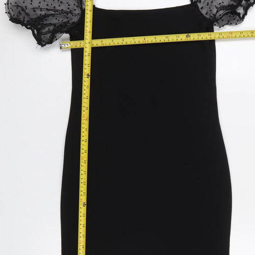 New Look Women’s Black Size 12 Bodycon Puff Sleeve Dress