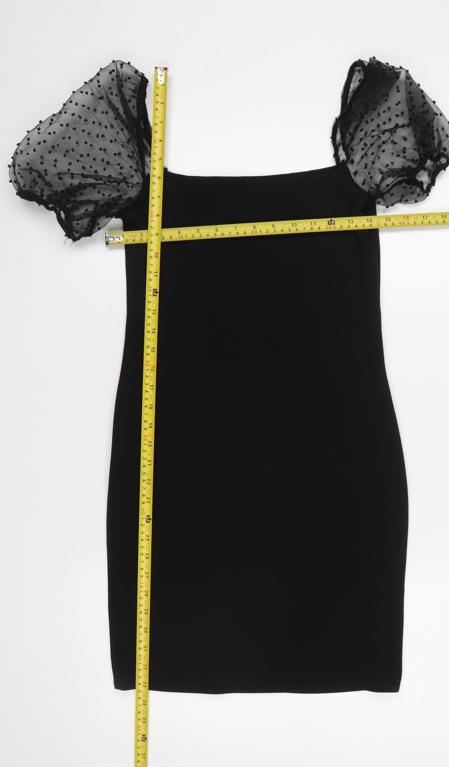 New Look Women’s Black Size 12 Bodycon Puff Sleeve Dress