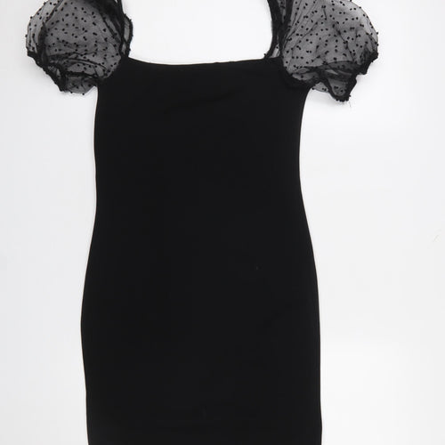 New Look Women’s Black Size 12 Bodycon Puff Sleeve Dress