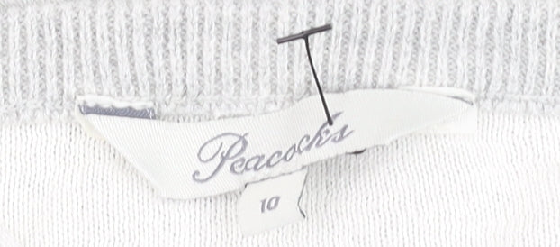 Peacocks Women Grey Polar Bear Knit Jumper Size 10 Winter Pullover