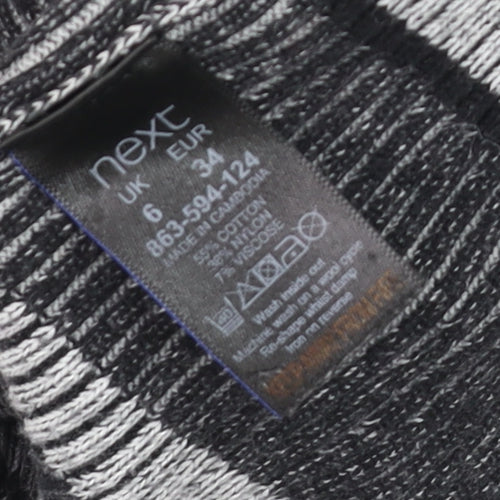 Next Women Grey Striped Roll Neck Knit Bodycon Dress Size 6