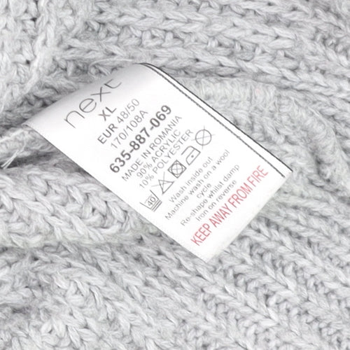 Next Men's Grey XL Chunky-Knit Crew Neck Jumper