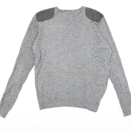 Twisted Soul Men's Grey Knit Long Sleeve Crew Neck Jumper M