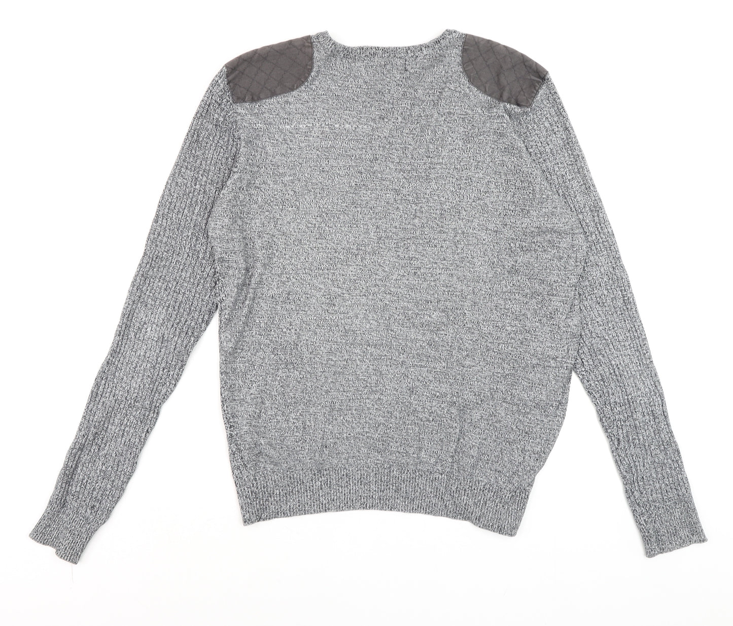 Twisted Soul Men's Grey Knit Long Sleeve Crew Neck Jumper M