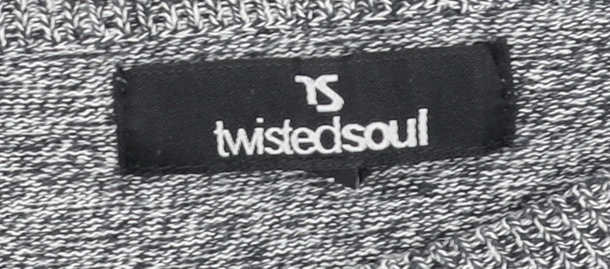 Twisted Soul Men's Grey Knit Long Sleeve Crew Neck Jumper M