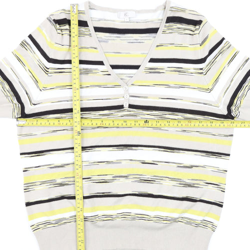 CC Womens Multicoloured Striped V-Neck Short Sleeve Knit Blouse XL