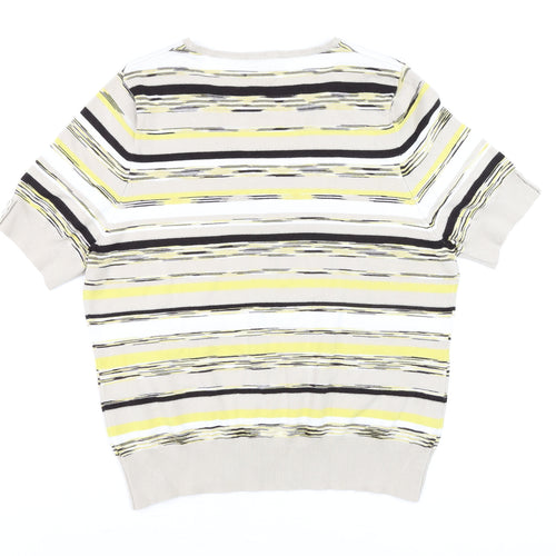 CC Womens Multicoloured Striped V-Neck Short Sleeve Knit Blouse XL