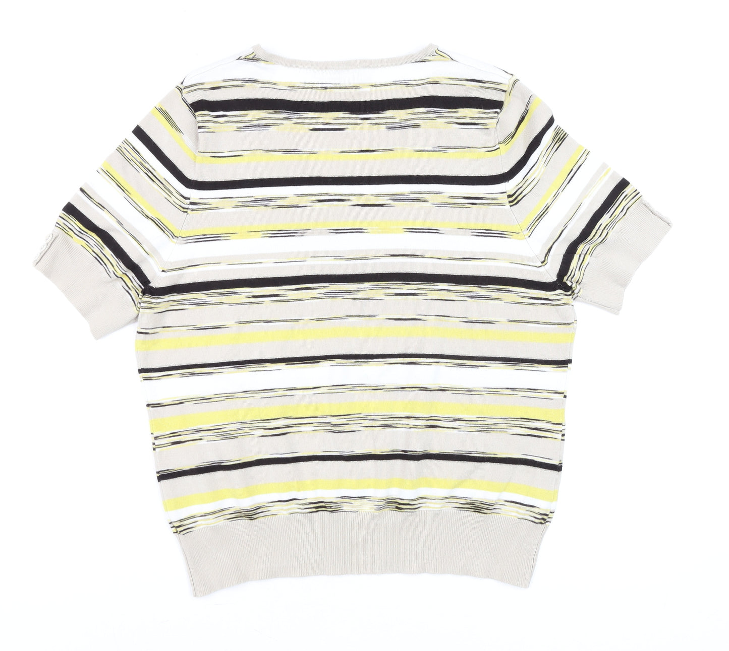 CC Womens Multicoloured Striped V-Neck Short Sleeve Knit Blouse XL