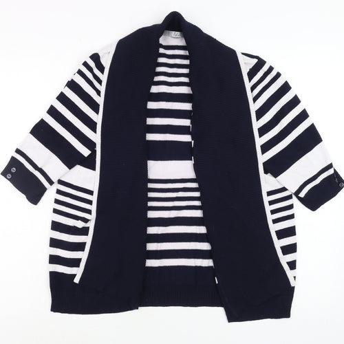 Isle Women's Navy White Striped Open Cardigan Size 18-20 Viscose Blend