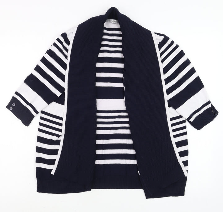 Isle Women's Navy White Striped Open Cardigan Size 18-20 Viscose Blend
