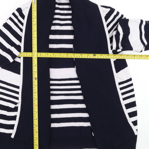 Isle Women's Navy White Striped Open Cardigan Size 18-20 Viscose Blend