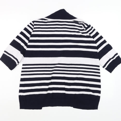 Isle Women's Navy White Striped Open Cardigan Size 18-20 Viscose Blend