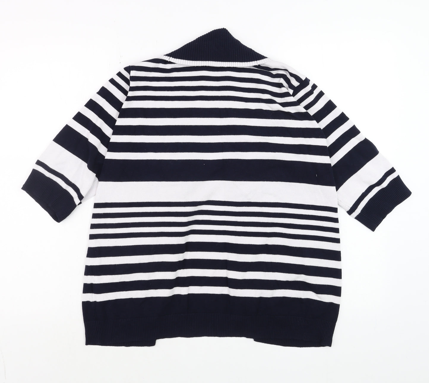 Isle Women's Navy White Striped Open Cardigan Size 18-20 Viscose Blend