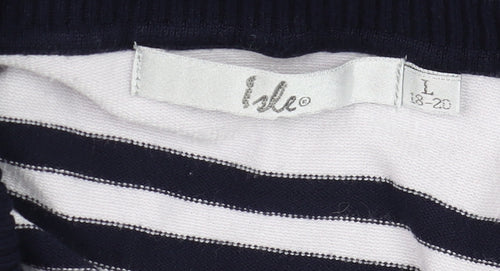 Isle Women's Navy White Striped Open Cardigan Size 18-20 Viscose Blend