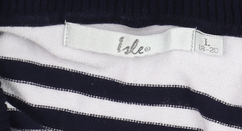 Isle Women's Navy White Striped Open Cardigan Size 18-20 Viscose Blend