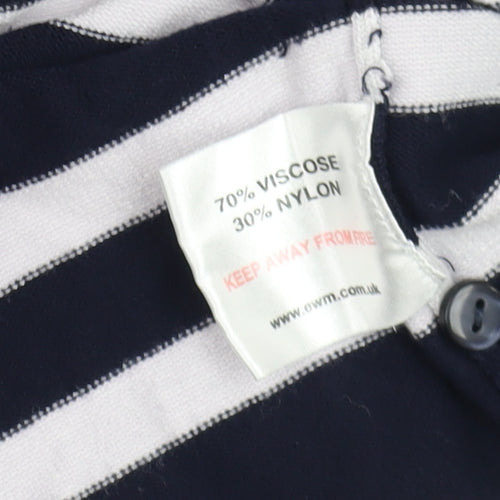 Isle Women's Navy White Striped Open Cardigan Size 18-20 Viscose Blend