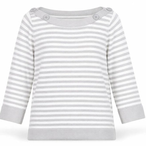 Marks and Spencer Women’s Grey Striped Cotton Jumper UK 8
